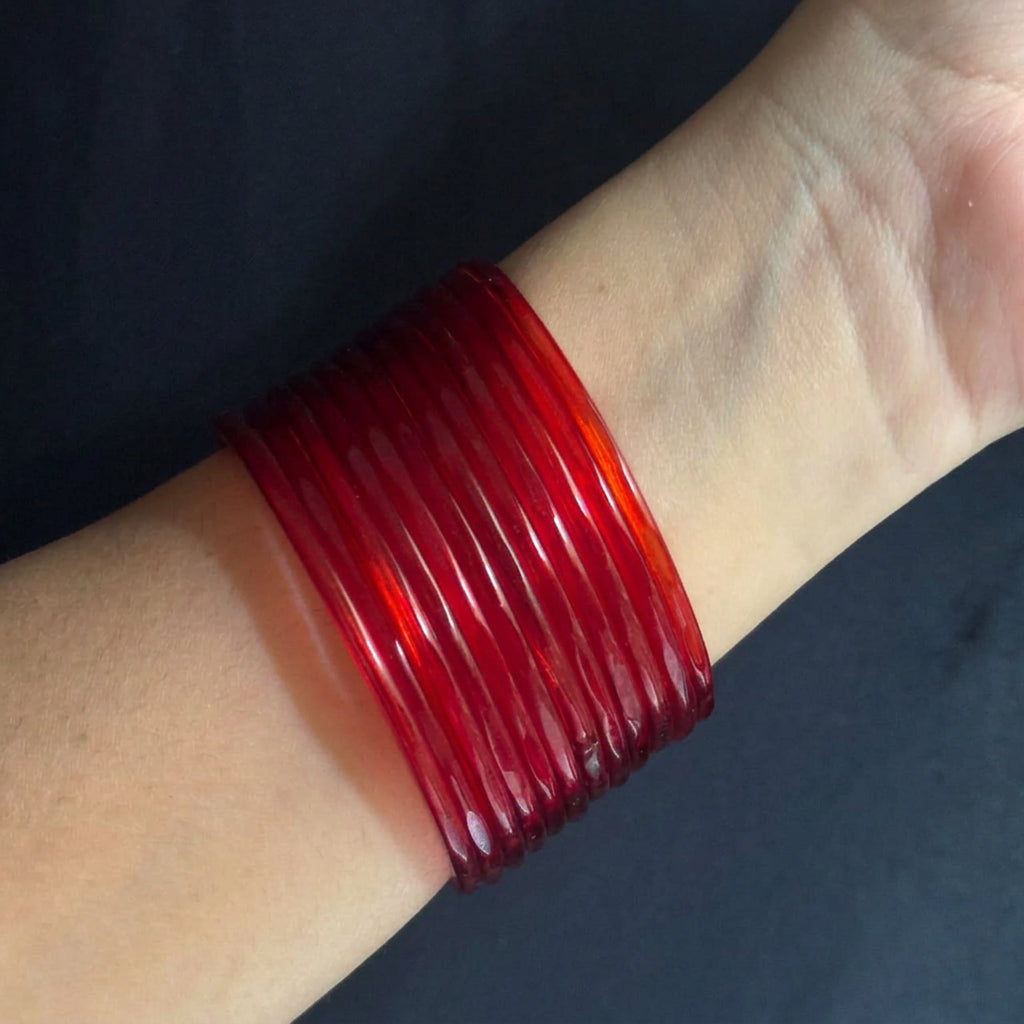 New Cut Desing Jelly Glass Bangles - Set of 12 | Lightweight Everyday Wear Bangles Set | Simple & Sleek Banlges