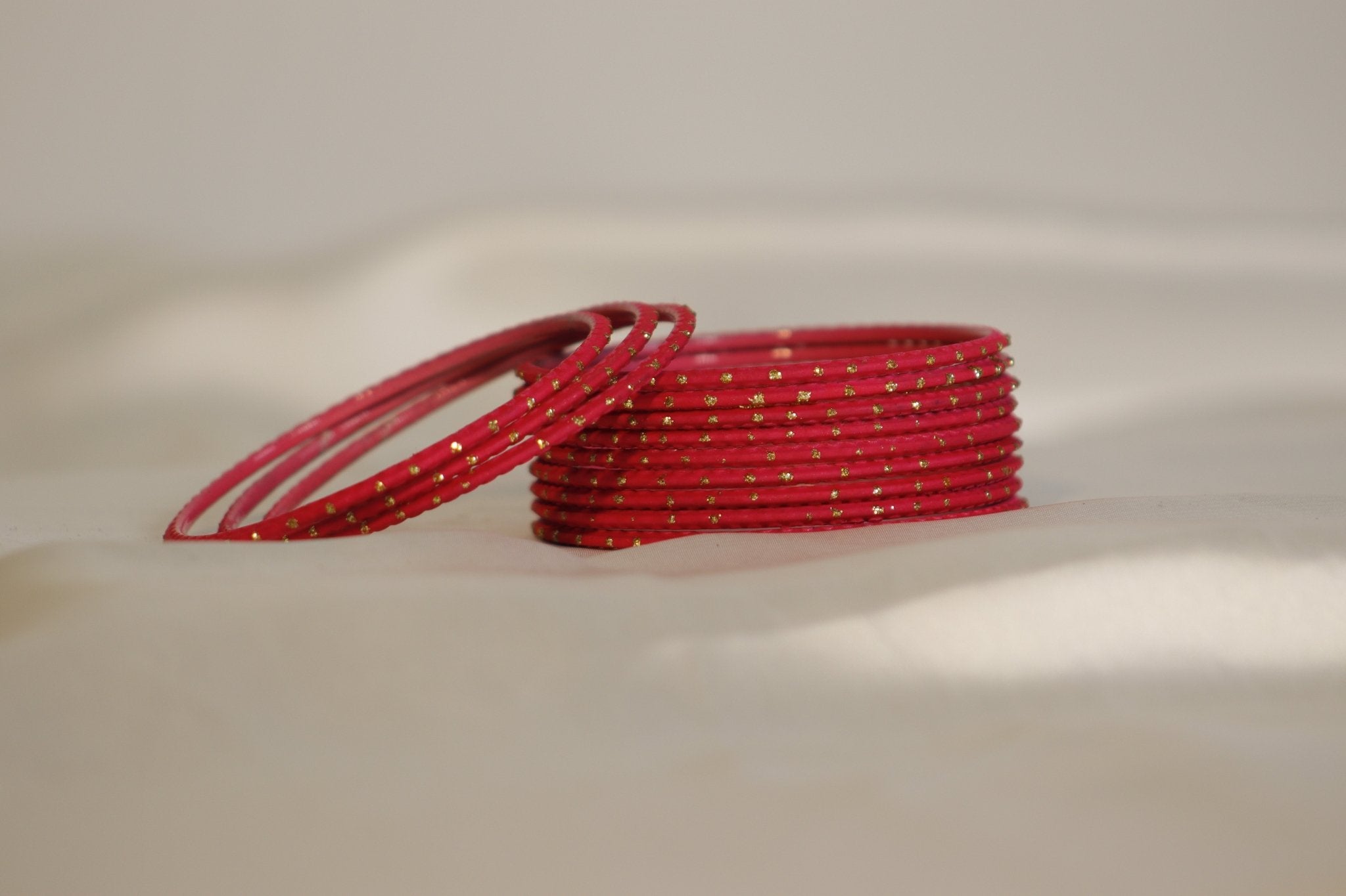 Dotted Plain Metal Bangles – set of 12 (Available in 25+ Colours)