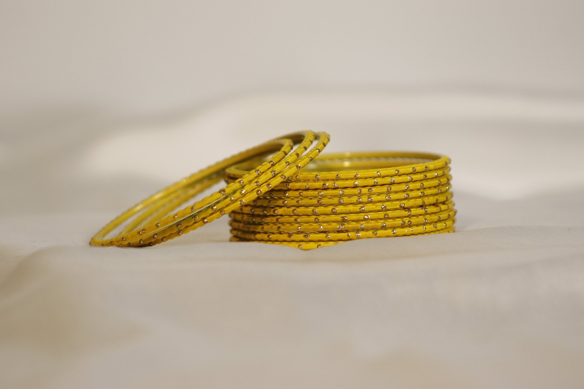 Dotted Plain Metal Bangles – set of 12 (Available in 25+ Colours)