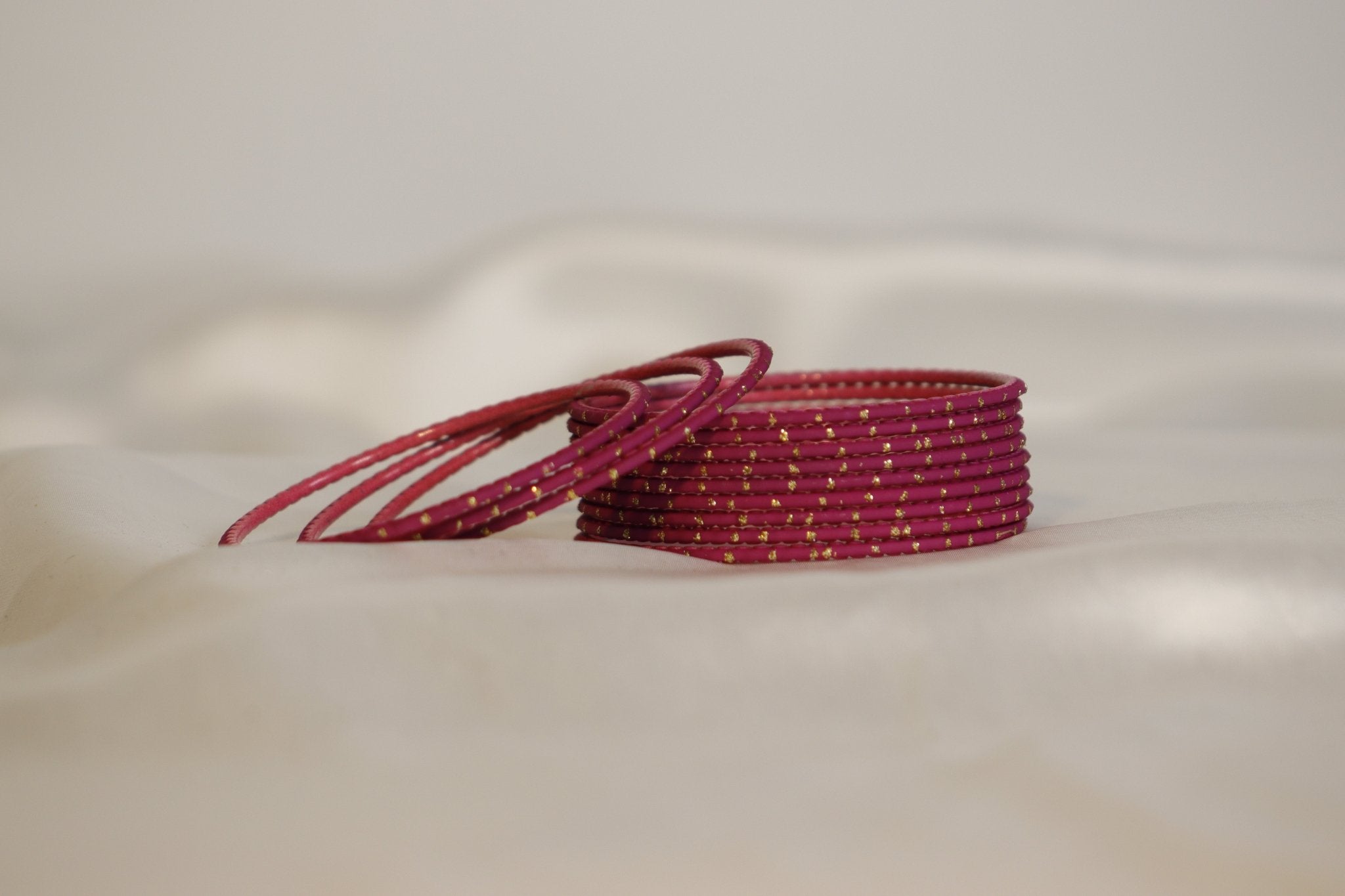 Dotted Plain Metal Bangles – set of 12 (Available in 25+ Colours)