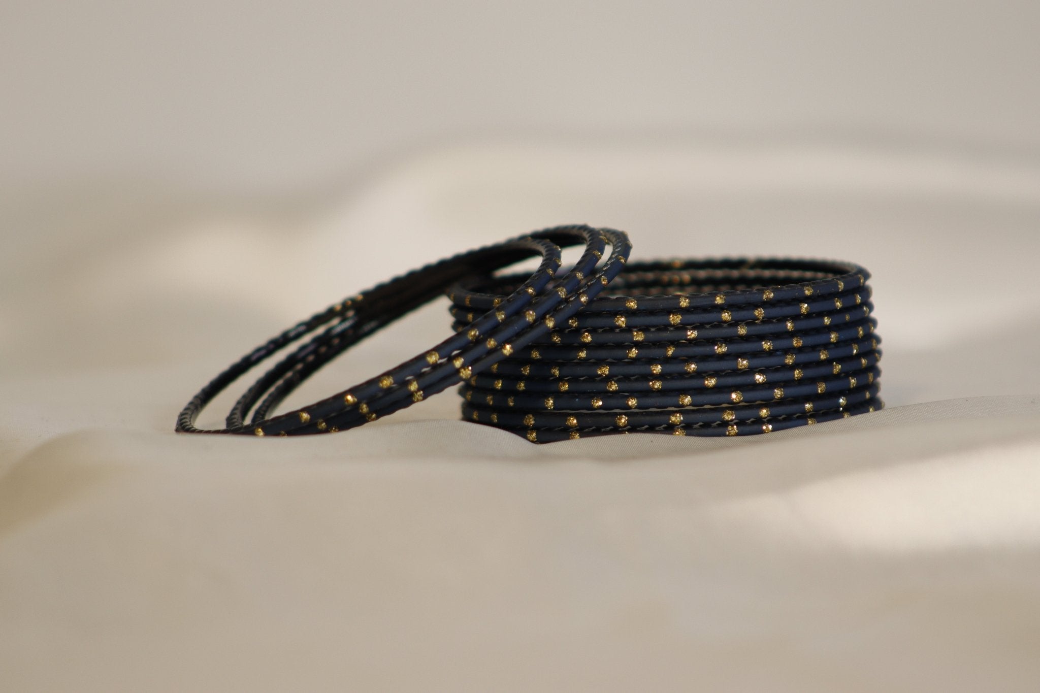 Dotted Plain Metal Bangles – set of 12 (Available in 25+ Colours)