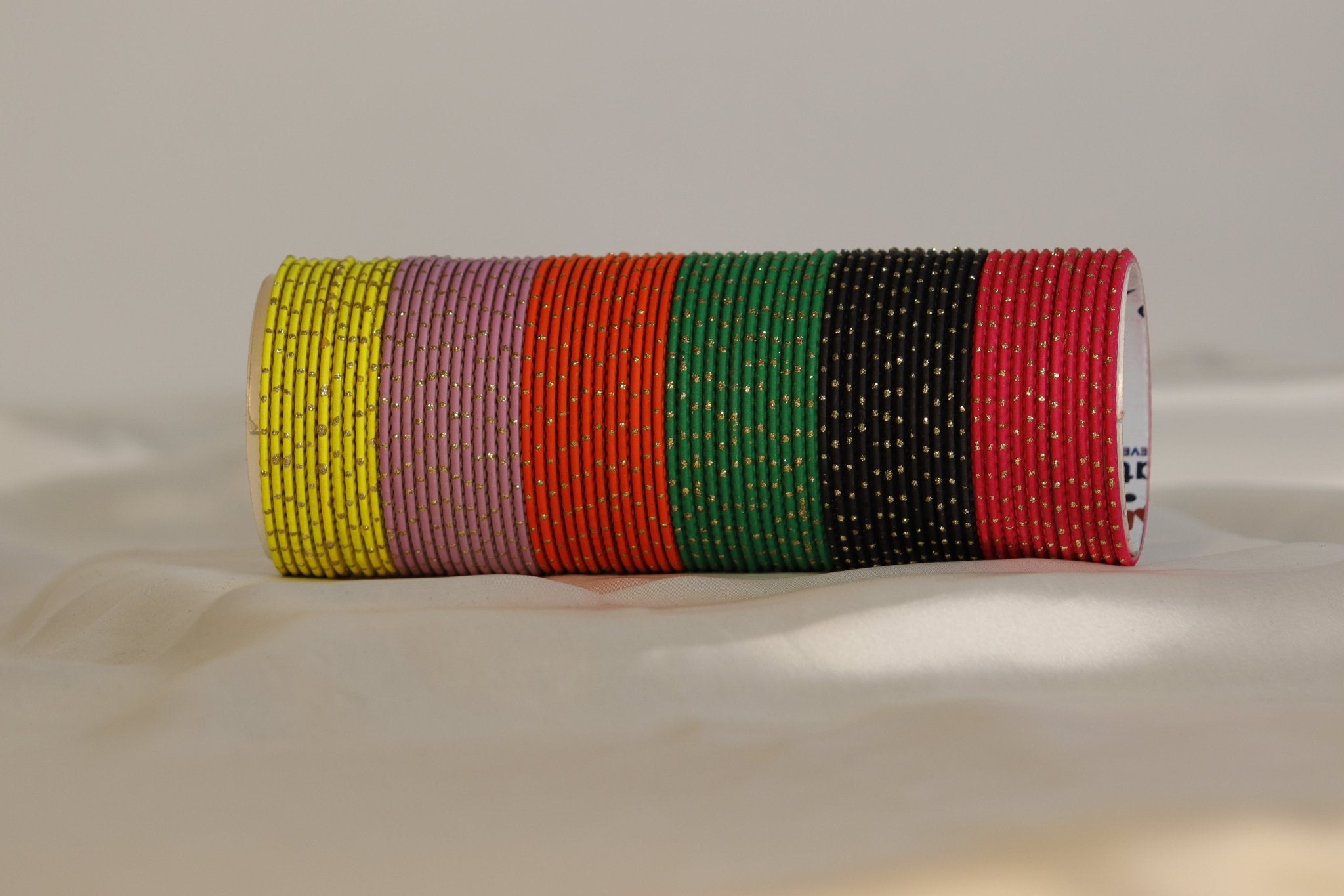 Dotted Plain Metal Bangles – set of 12 (Available in 25+ Colours)