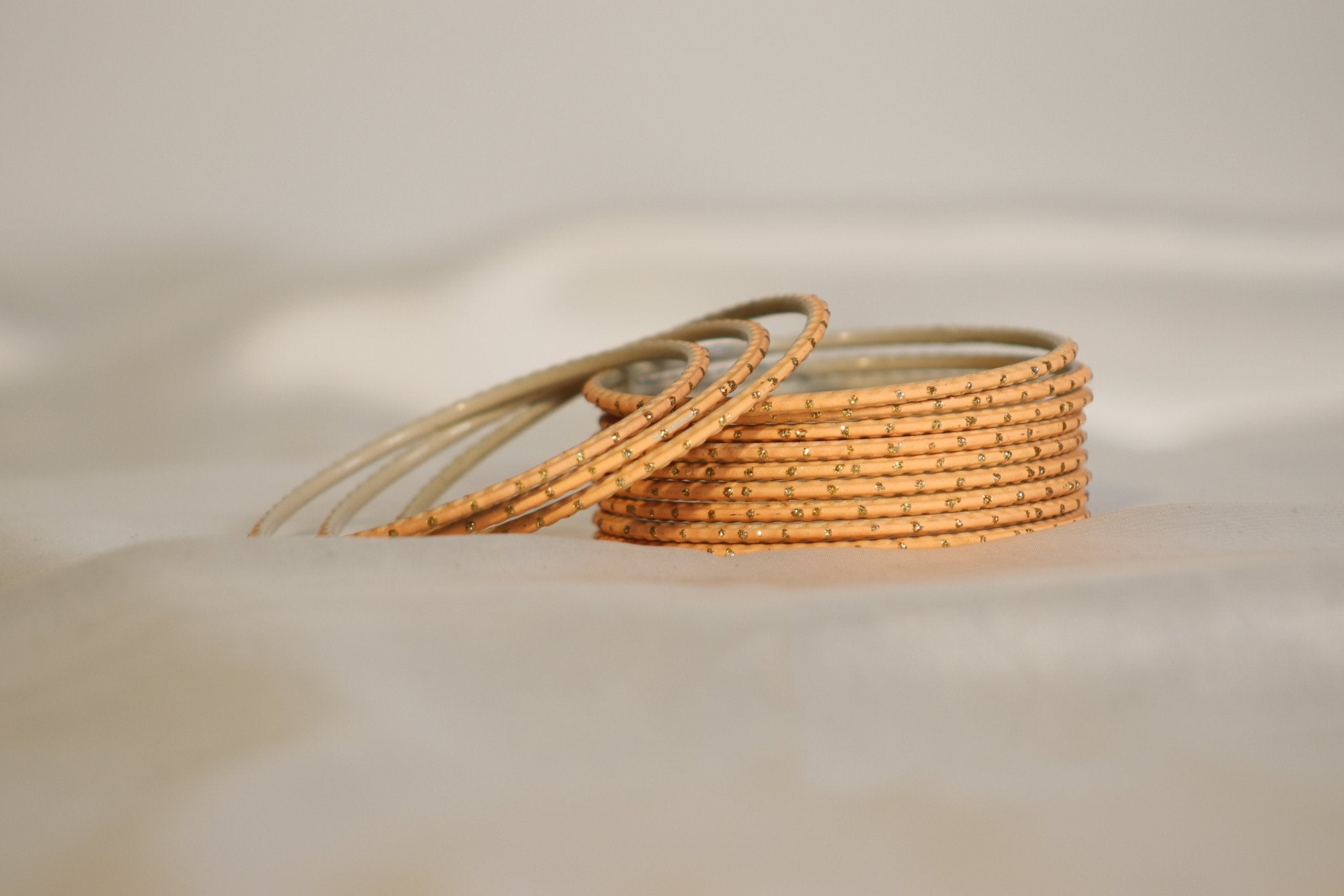 Dotted Plain Metal Bangles – set of 12 (Available in 25+ Colours)