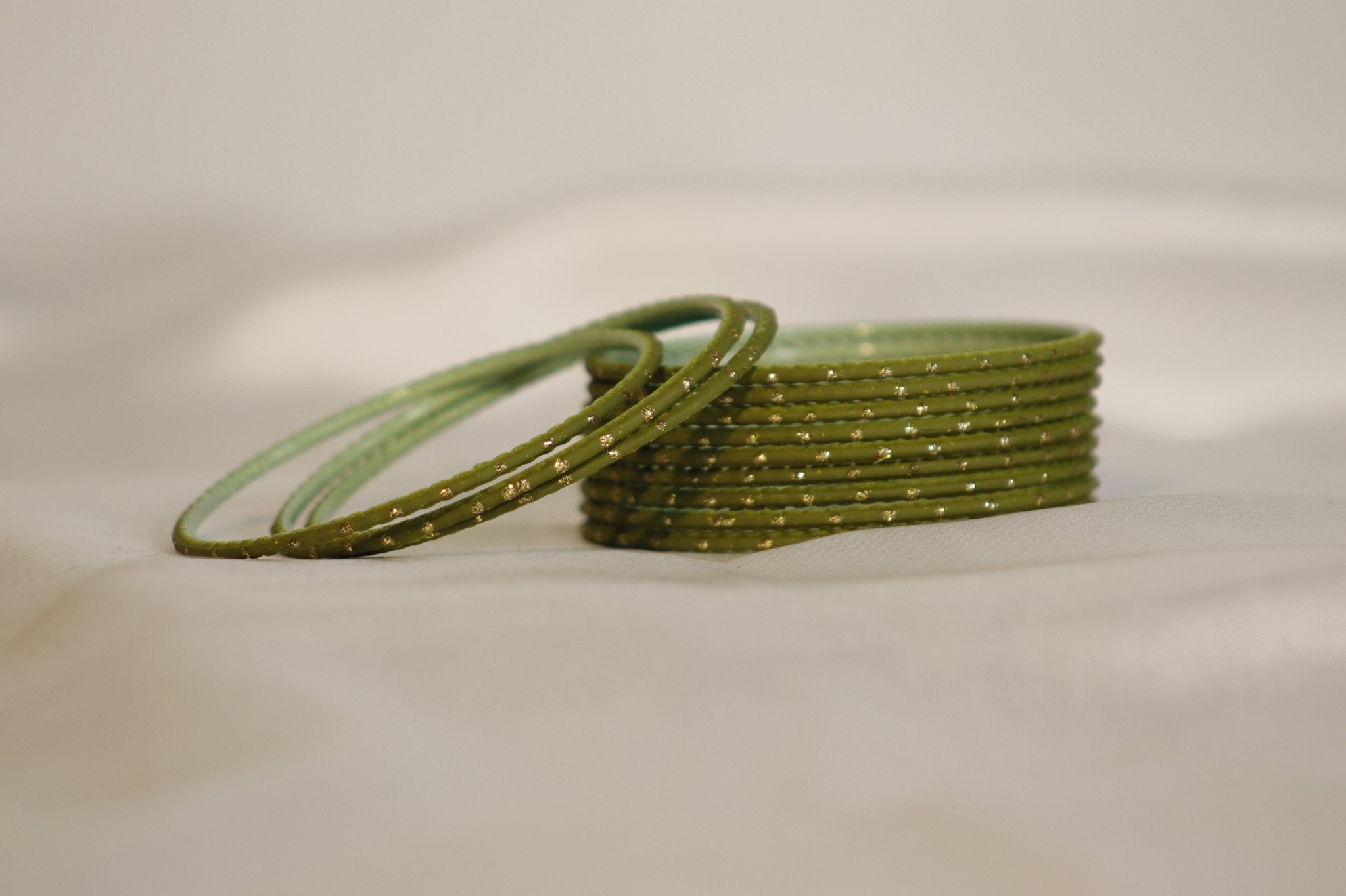 Dotted Plain Metal Bangles – set of 12 (Available in 25+ Colours)