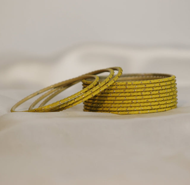 Dotted Plain Metal Bangles – set of 12 (Available in 25+ Colours)