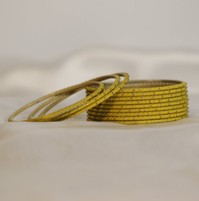 Dotted Plain Metal Bangles – set of 12 (Available in 25+ Colours)