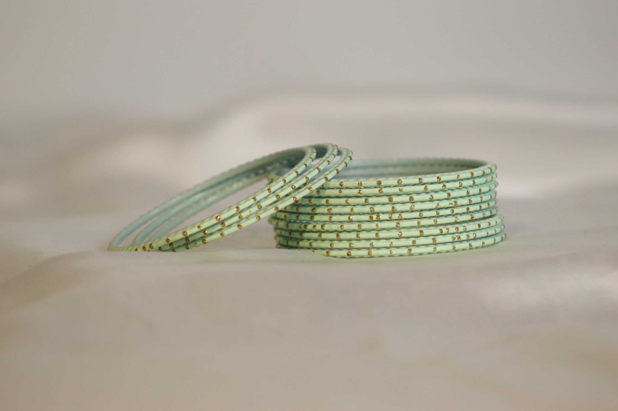 Dotted Plain Metal Bangles – set of 12 (Available in 25+ Colours)