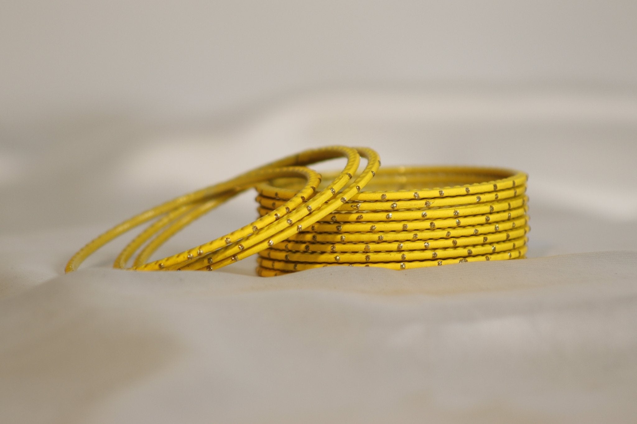 Dotted Plain Metal Bangles – set of 12 (Available in 25+ Colours)