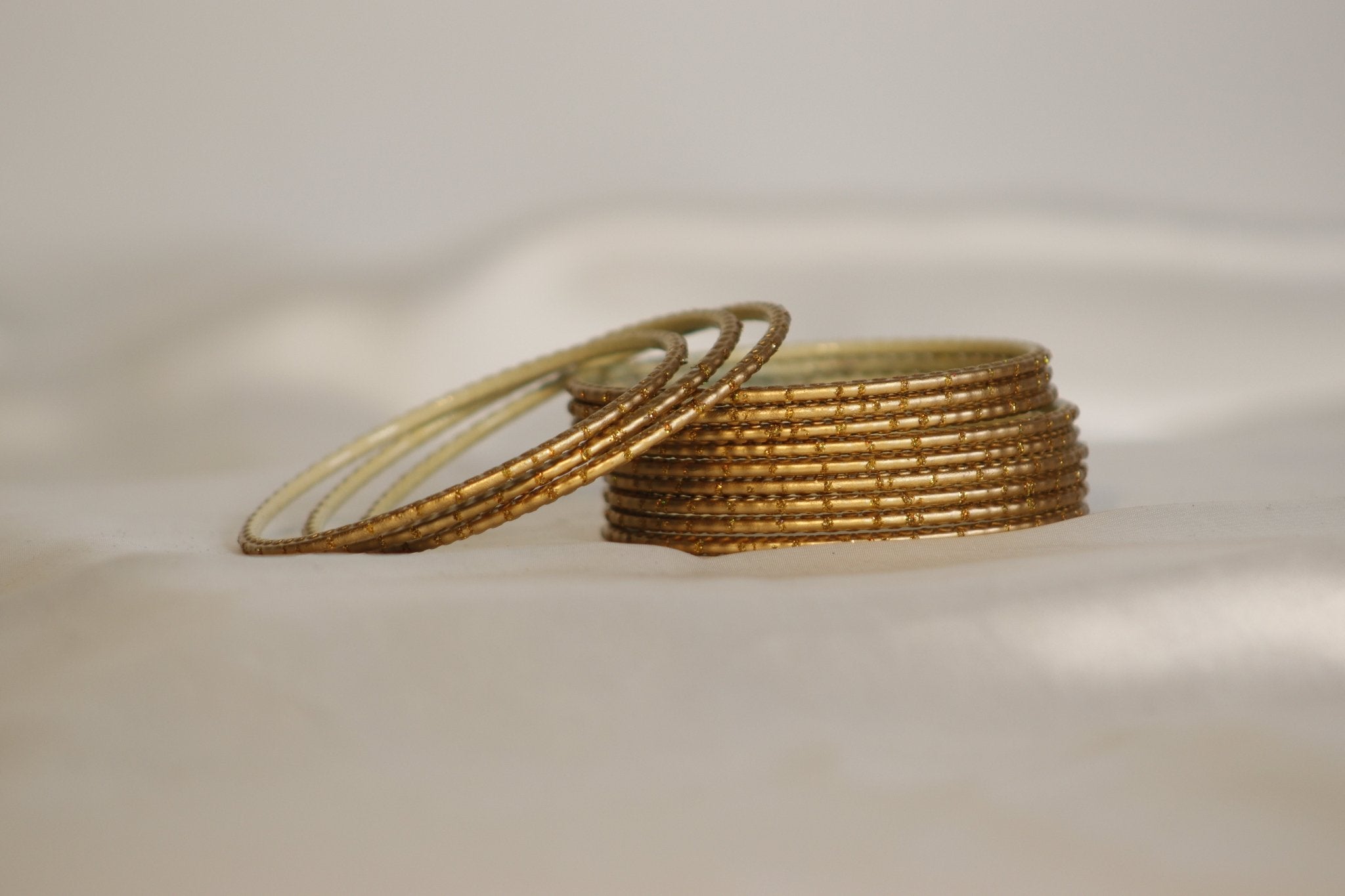 Dotted Plain Metal Bangles – set of 12 (Available in 25+ Colours)