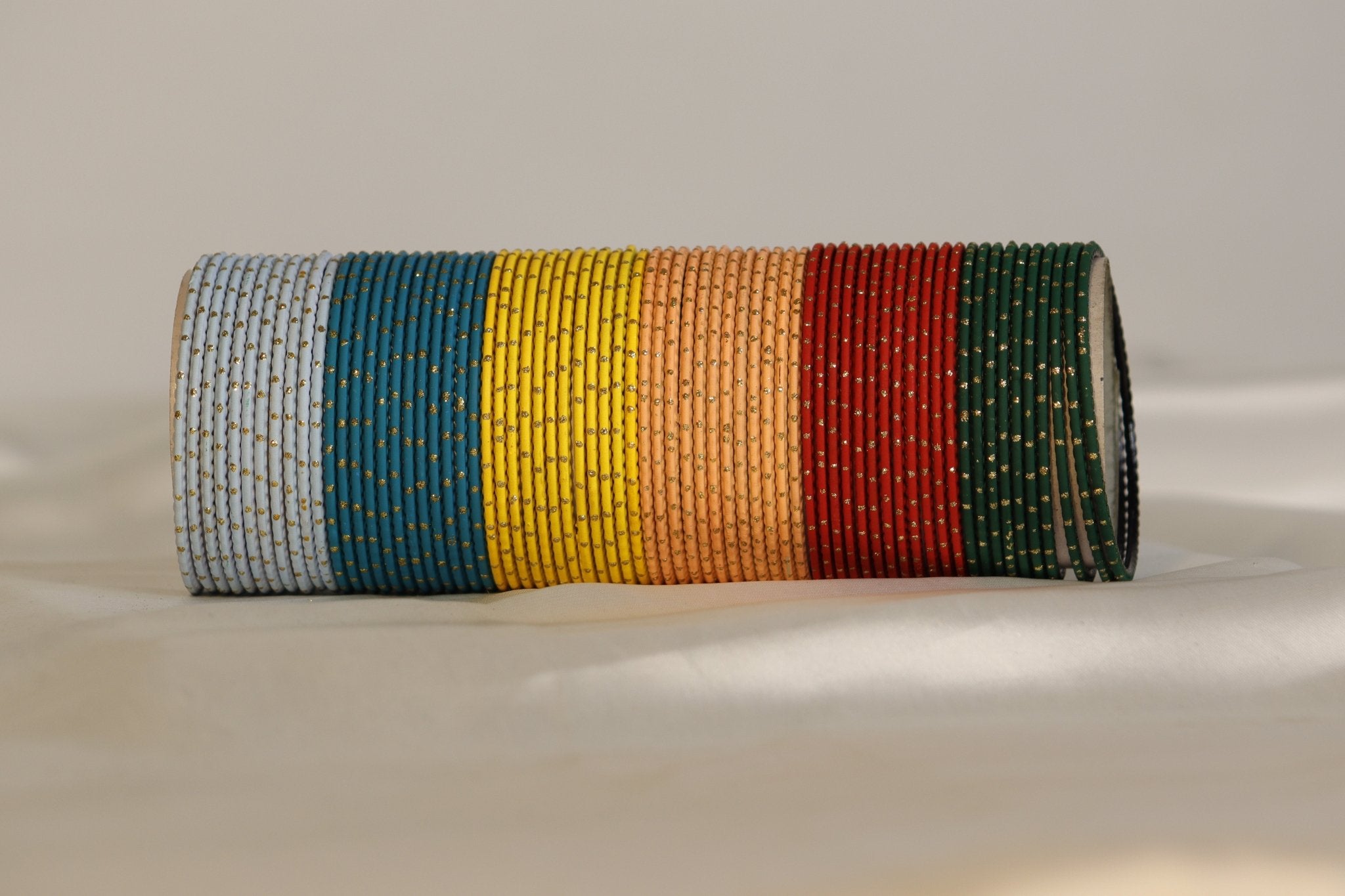 Dotted Plain Metal Bangles – set of 12 (Available in 25+ Colours)