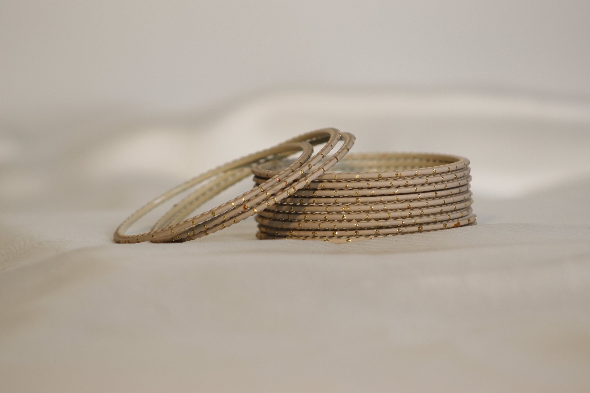 Dotted Plain Metal Bangles – set of 12 (Available in 25+ Colours)