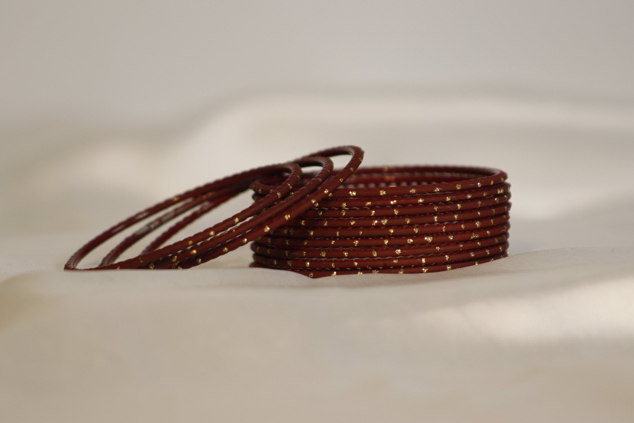 Dotted Plain Metal Bangles – set of 12 (Available in 25+ Colours)