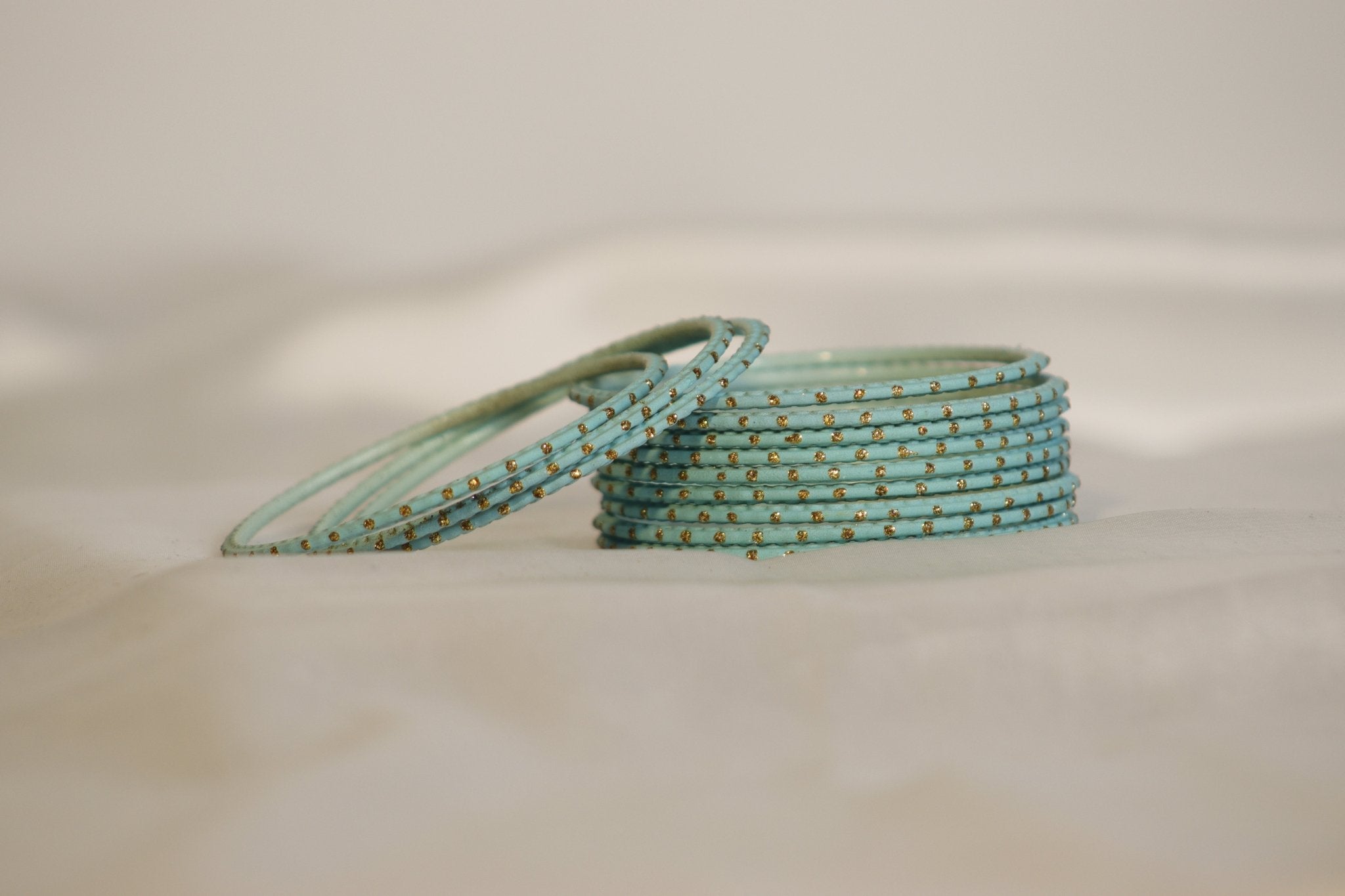 Dotted Plain Metal Bangles – set of 12 (Available in 25+ Colours)