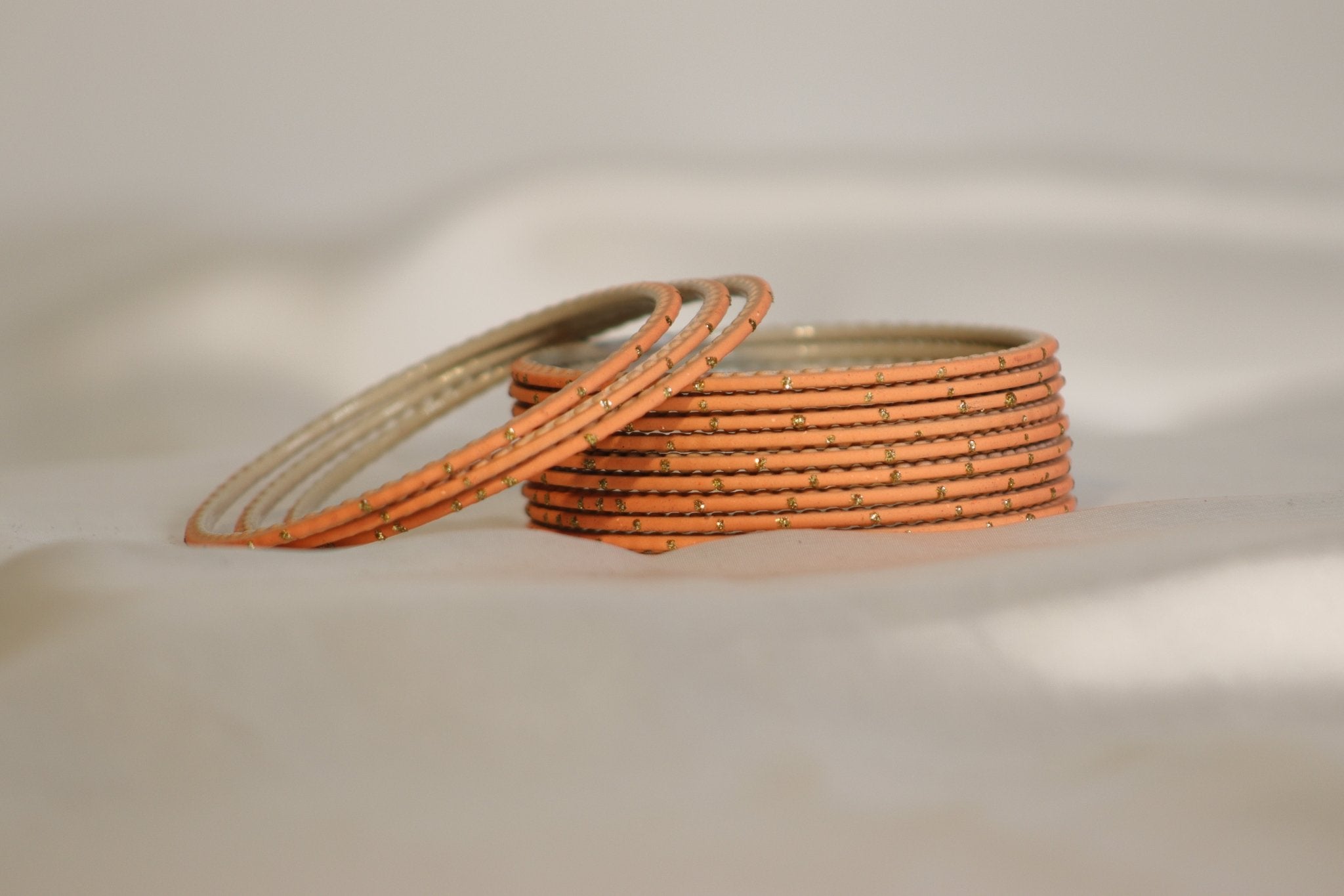 Dotted Plain Metal Bangles – set of 12 (Available in 25+ Colours)