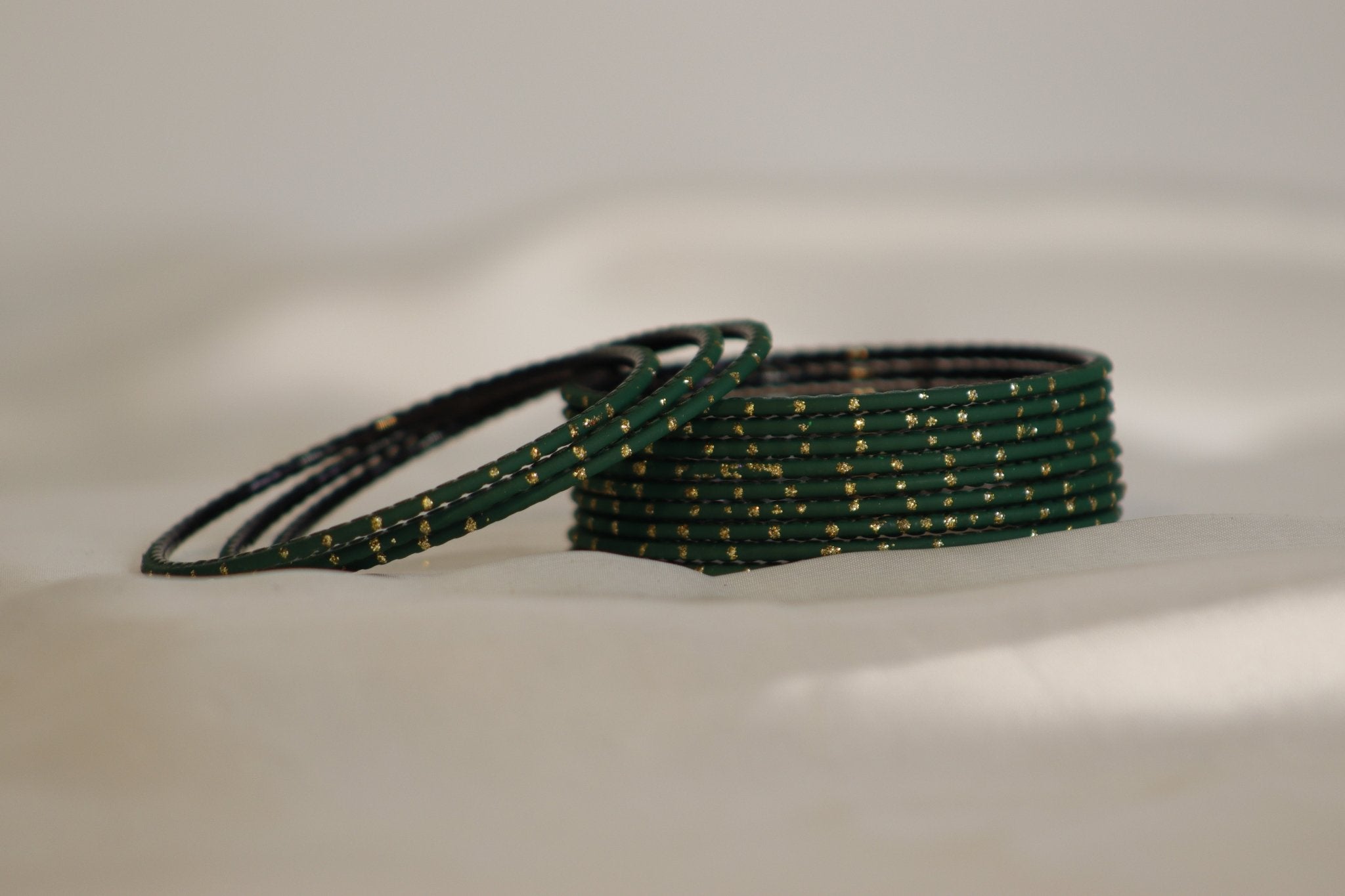 Dotted Plain Metal Bangles – set of 12 (Available in 25+ Colours)