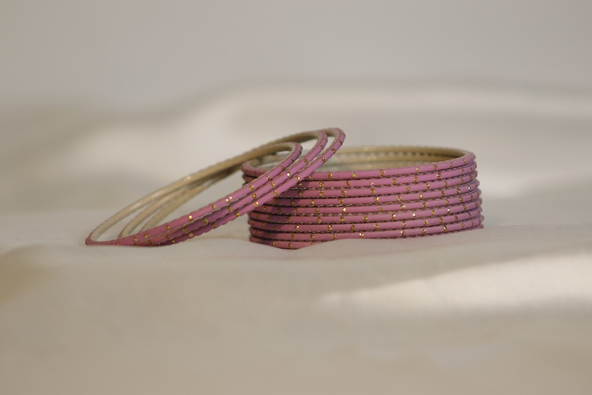 Dotted Plain Metal Bangles – set of 12 (Available in 25+ Colours)