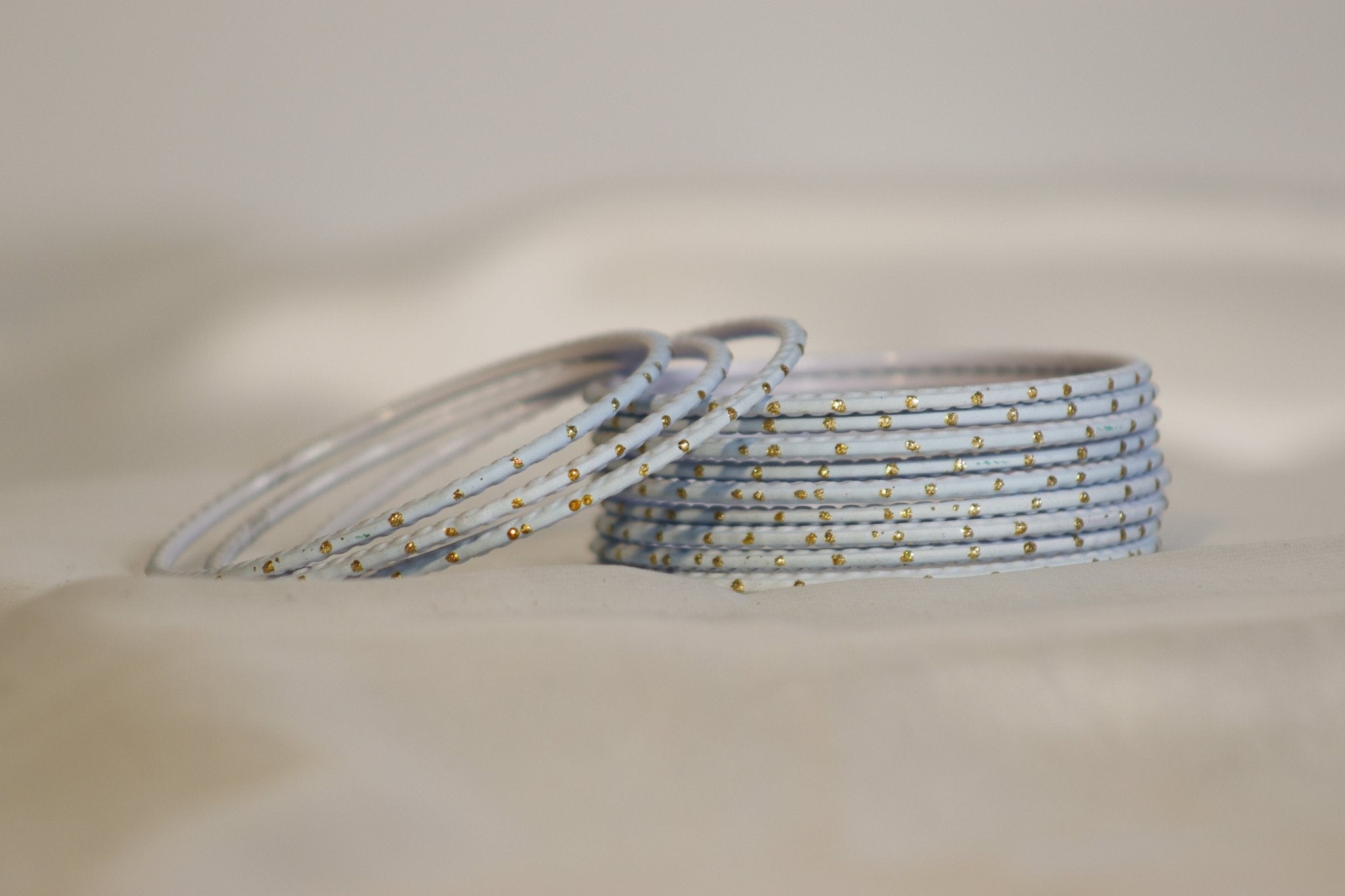 Dotted Plain Metal Bangles – set of 12 (Available in 25+ Colours)