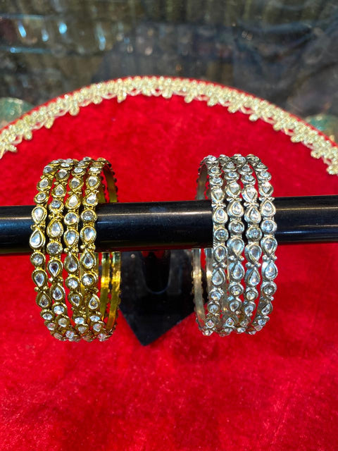 Kundan Bangles – 4 Piece Set for Rs.650 | Elegant Stone Bangles