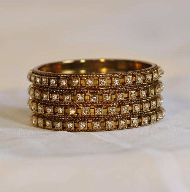 Metal Bangles Box Shap with Stones