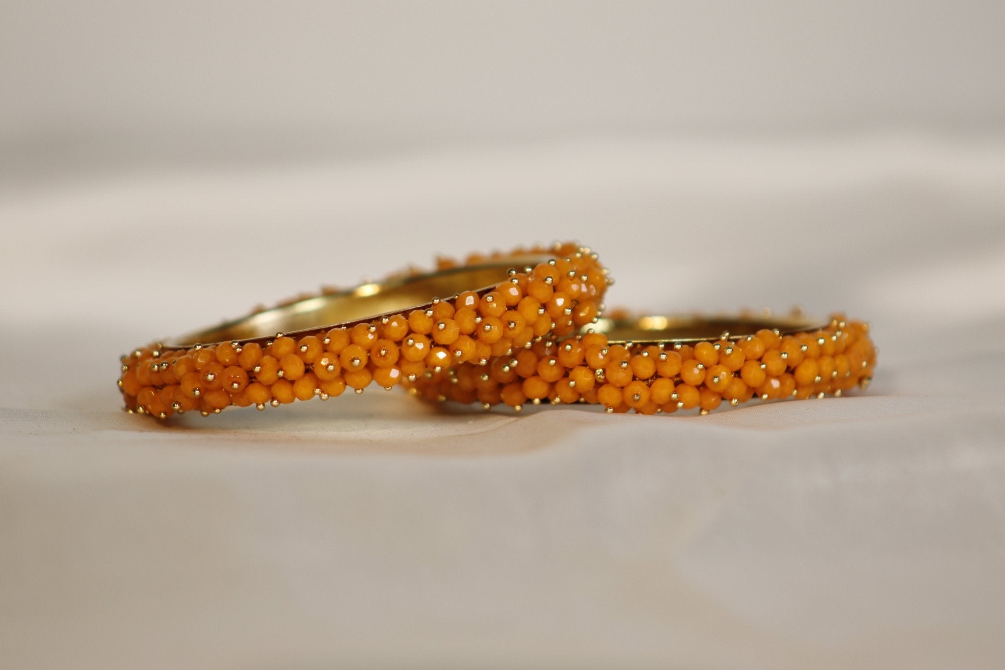 Metal Bangles with Crystal Pair in Orange