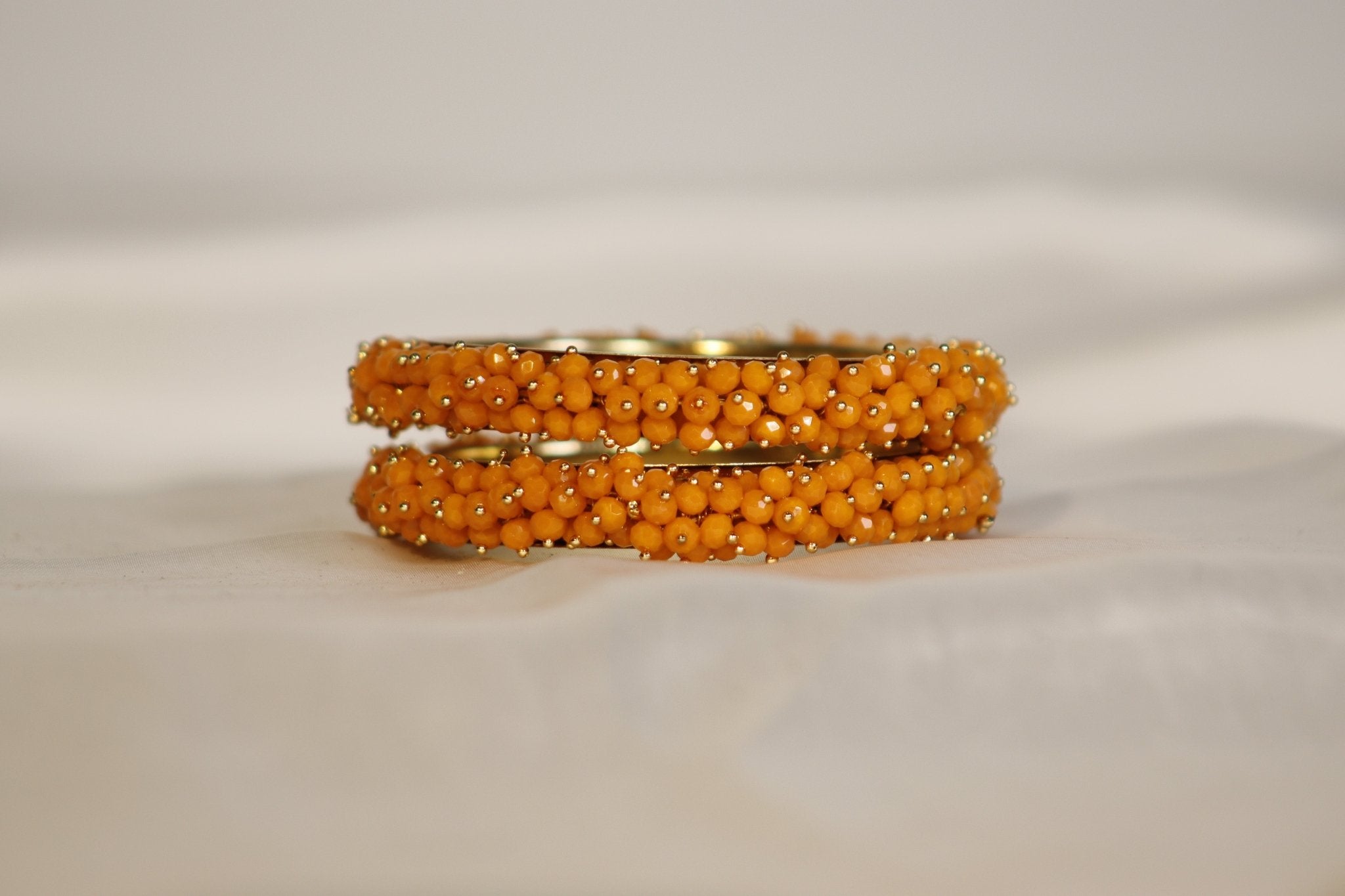 Metal Bangles with Crystal Pair in Orange