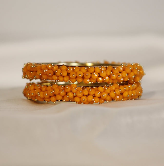 Metal Bangles with Crystal Pair in Orange