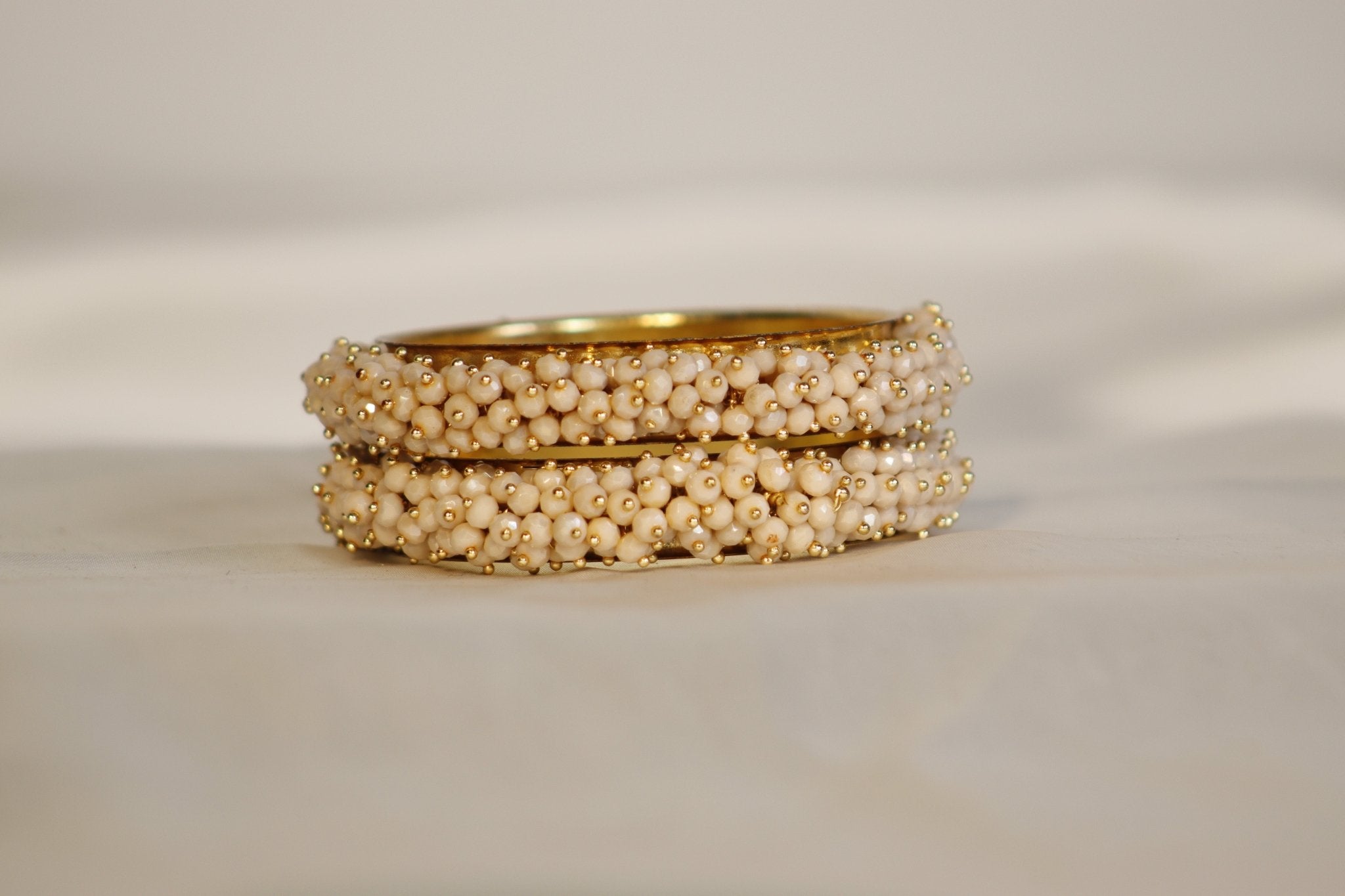 Metal Bangles with Crystal Pair in white