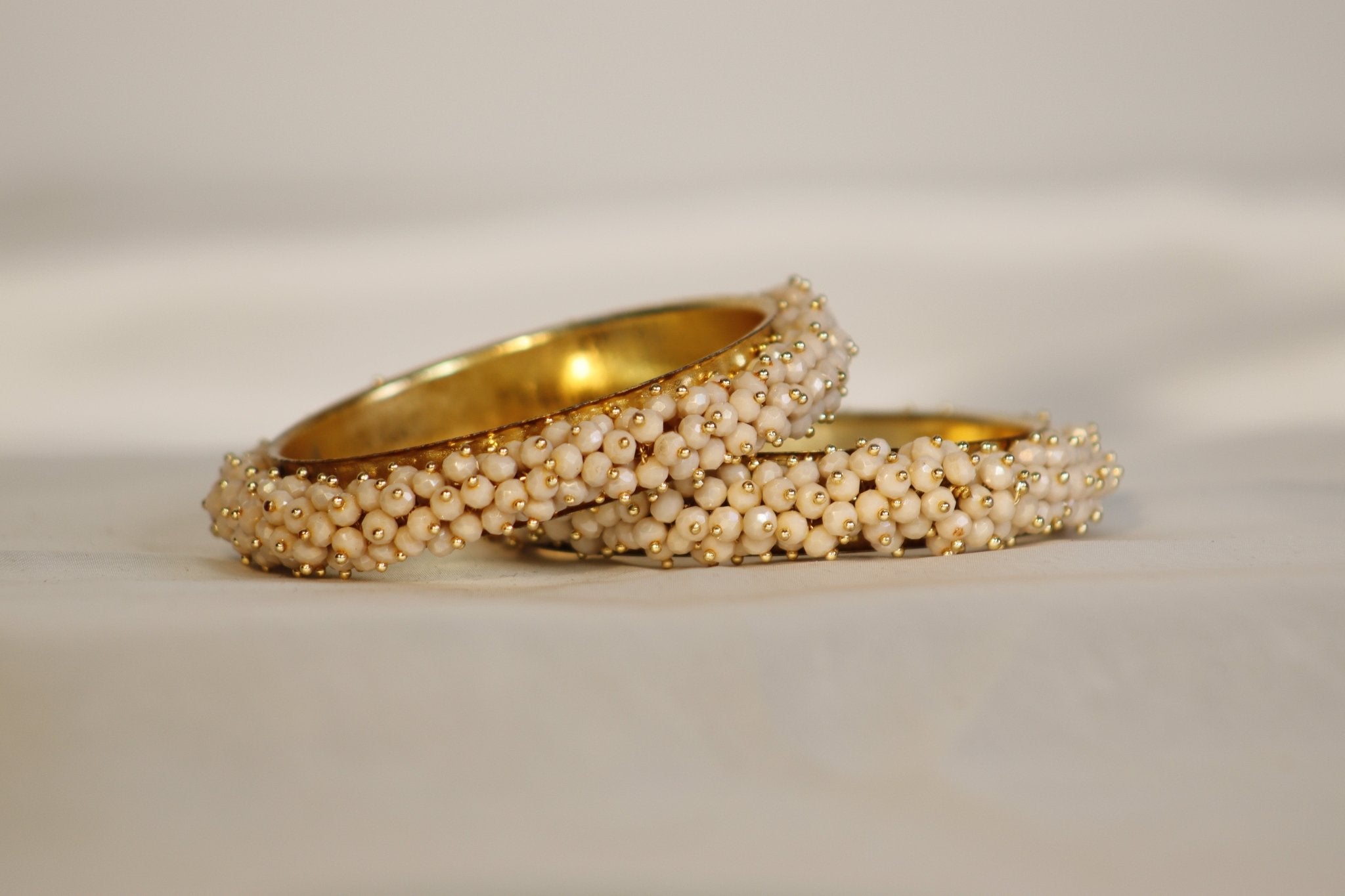 Metal Bangles with Crystal Pair in white