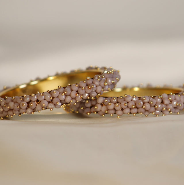 Metal Bangles with Crystal Pair in white