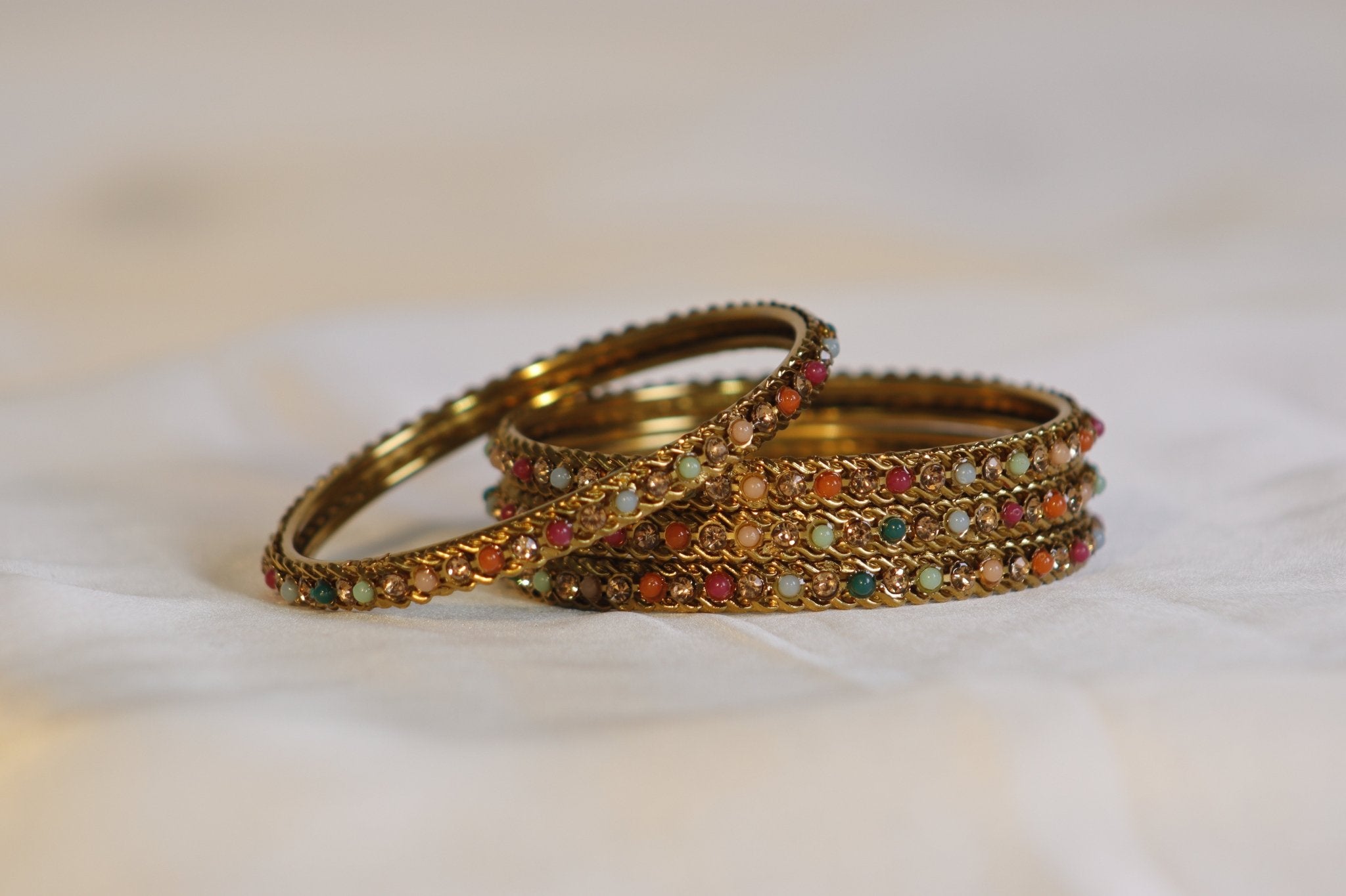 Metal Bangles with Multi Stones