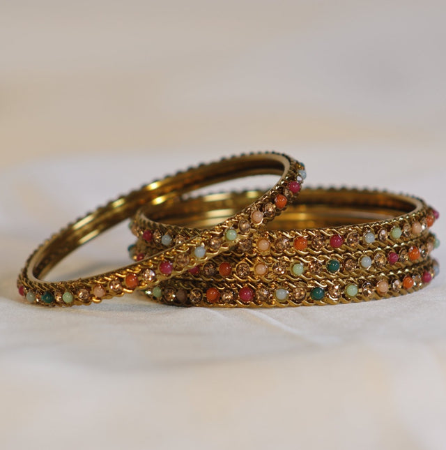 Metal Bangles with Multi Stones