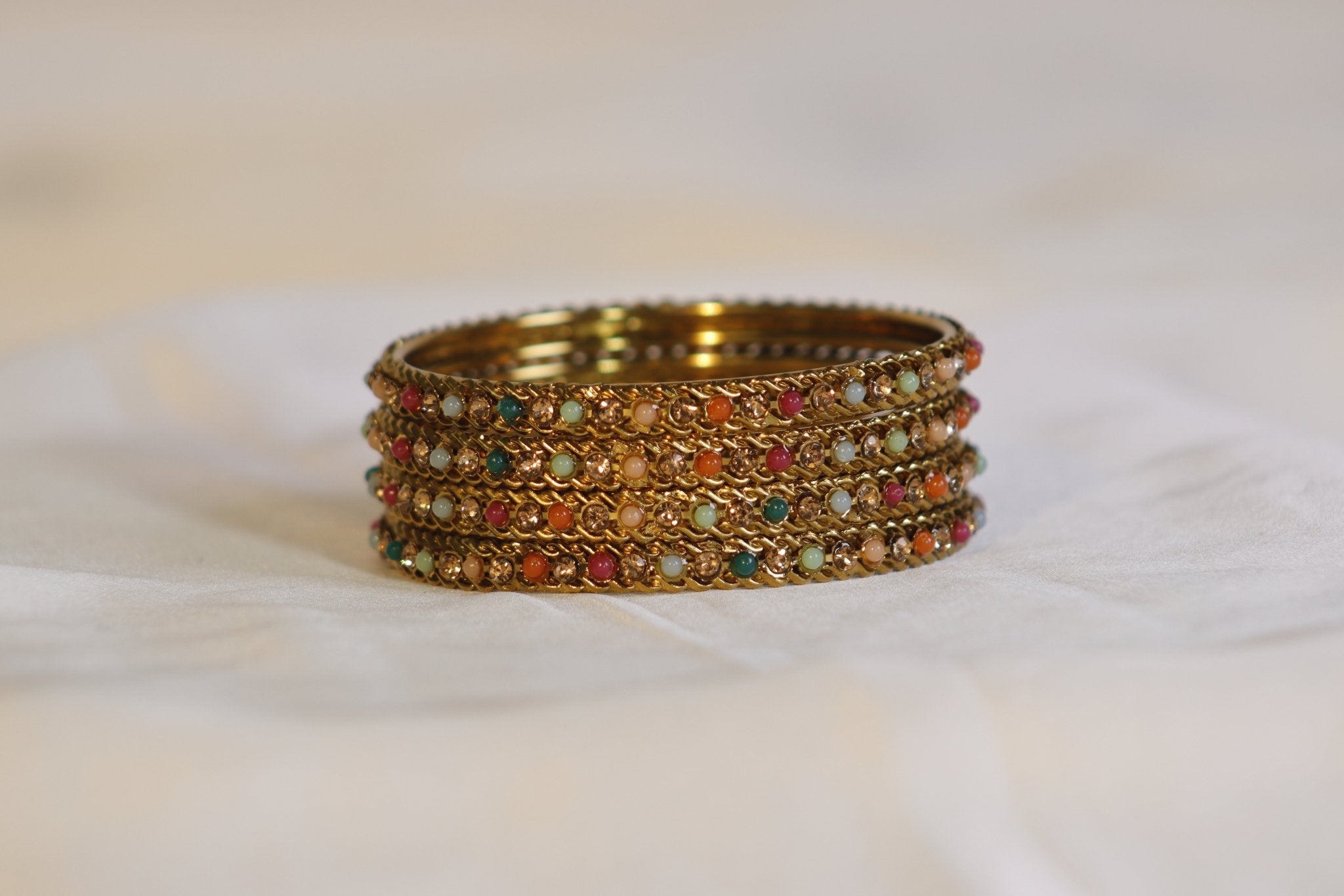 Metal Bangles with Multi Stones