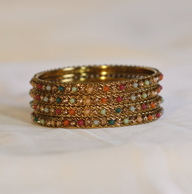 Metal Bangles with Multi Stones