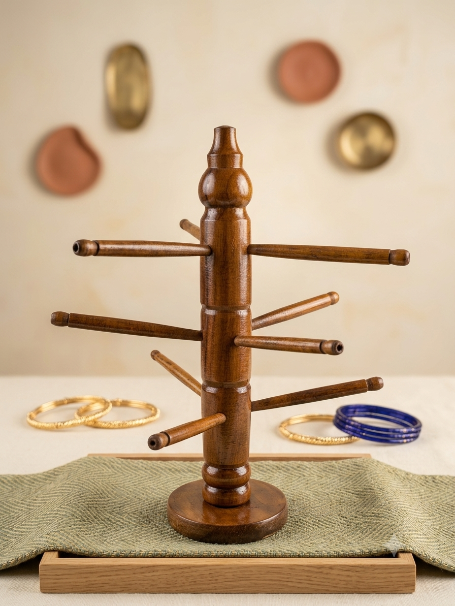 Handmade Wooden Bangle & Bracelet Tree Holder | Multi-Rod Jewelry Stand | Premium Wooden Bangle Holder | (6/9/12/15 rod design)