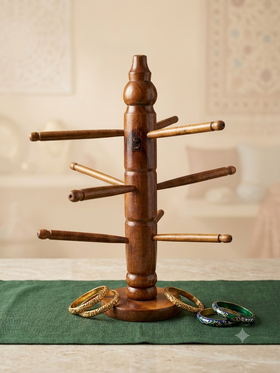 Handmade Wooden Bangle & Bracelet Tree Holder | Multi-Rod Jewelry Stand | Premium Wooden Bangle Holder | (6/9/12/15 rod design)