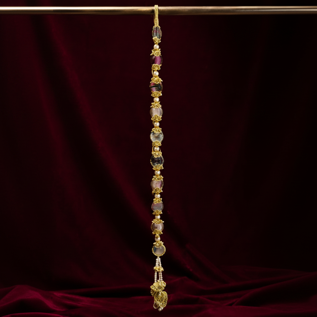 Royal Hand Crafted Gold Gota Mirror Paranda | Punjabi Hair Accessory | Party Wear & Wedding Wear