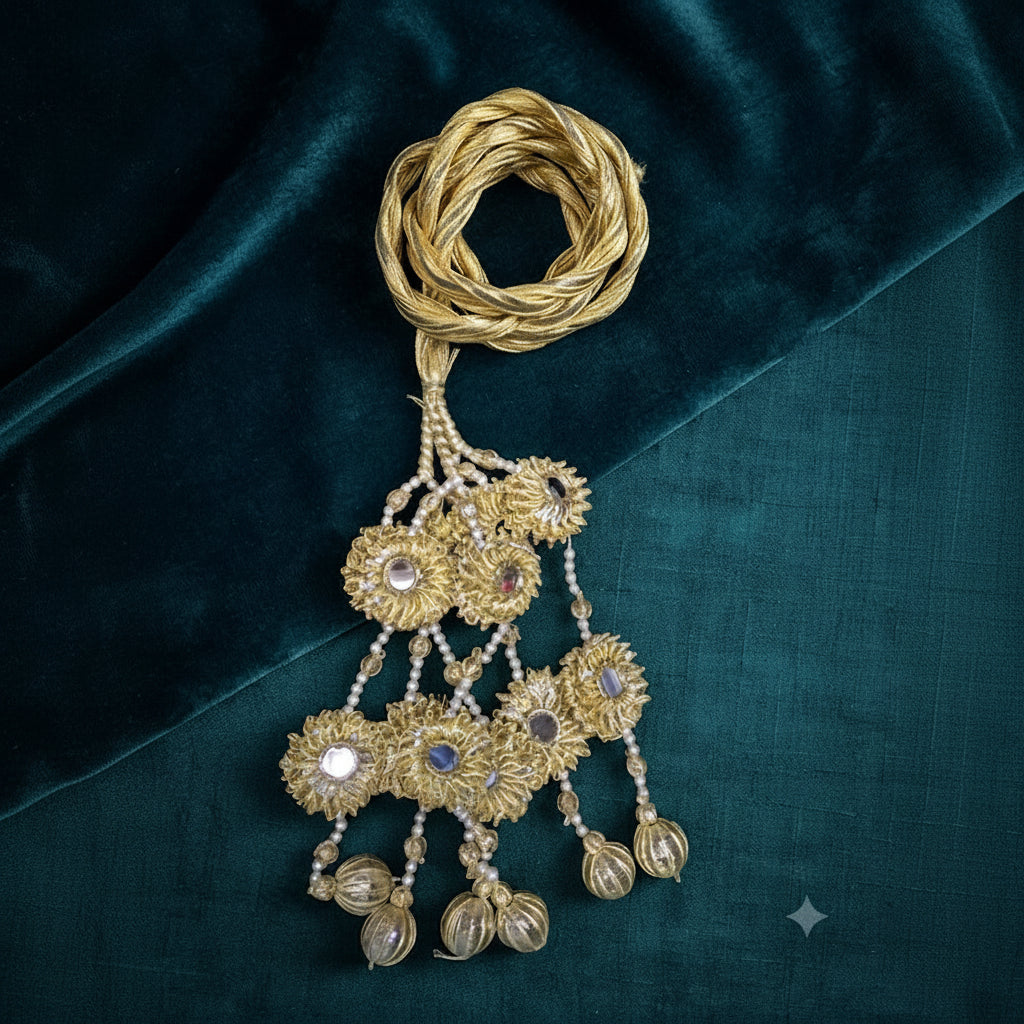 Handcrafted Gota Mirror Paranda with Traditional Tassel |  Punjabi Hair Accessory | Party Wear & Wedding Wear