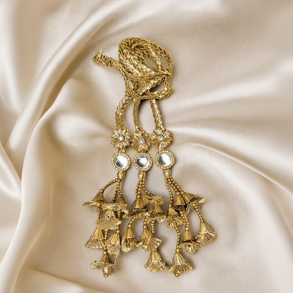 Handcrafted Gota Rose Gold Tassel Pranda  | Luxury Punjabi Hair Accessory | Wedding & Party Wear