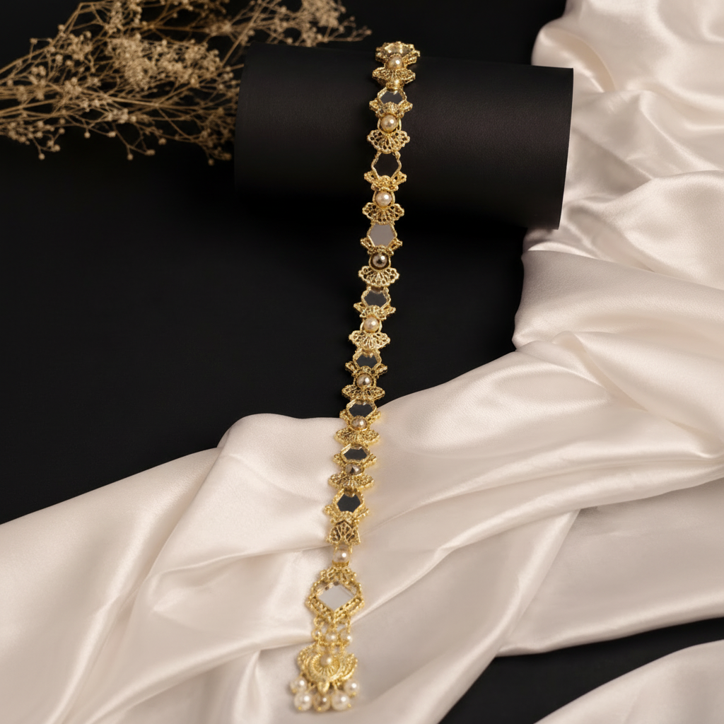 Hand Made Gold Gota Mirror Paranda |  Punjabi Hair Accessory | Party Wear & Wedding Wear