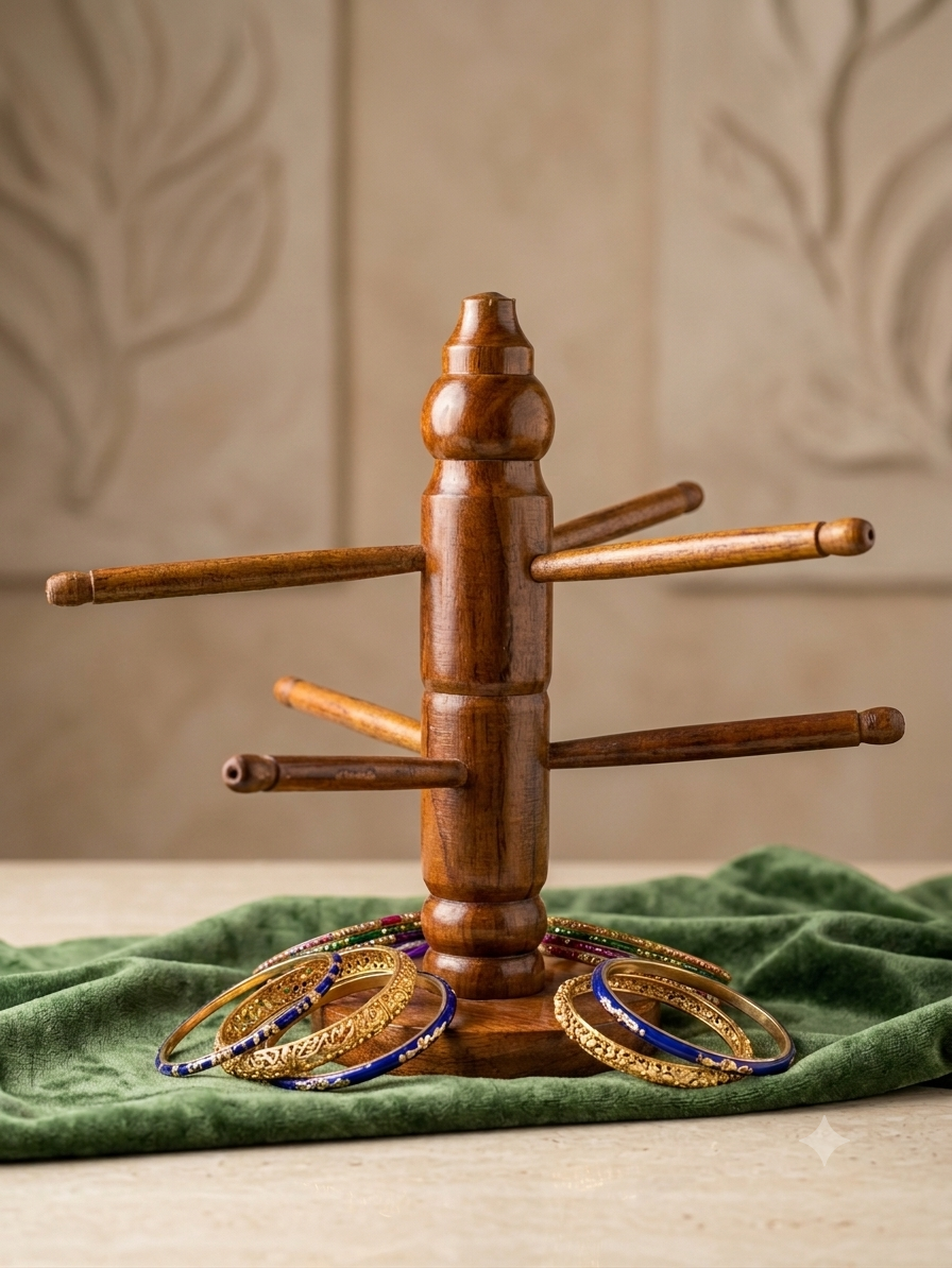 Handmade Wooden Bangle & Bracelet Tree Holder | Multi-Rod Jewelry Stand | Premium Wooden Bangle Holder | (6/9/12/15 rod design)